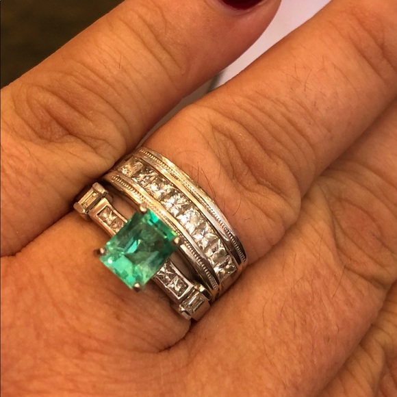 Colombian emerald and diamond ring - Picture 6 of 9